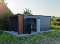 Garaż ocieplany z płyty 5,5x3m wiata 1m + dekor z lameli brama  TS1240 Siedlce - zdjęcie 2