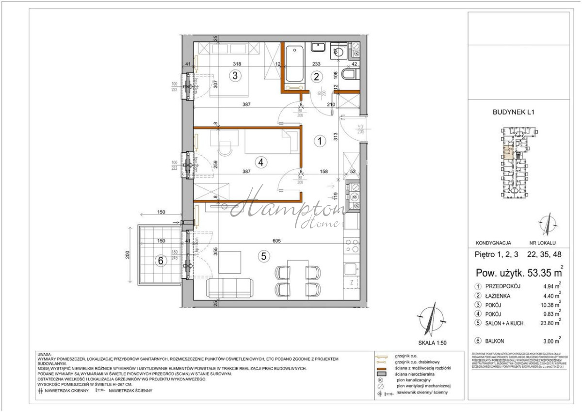 Apartament 53,35 m² |3 Pokoje | Balkon  | Las Rembertów - zdjęcie 2
