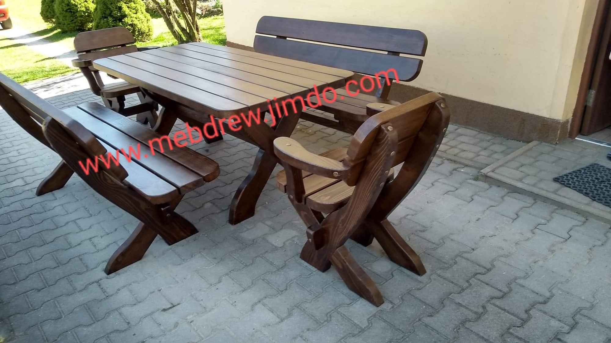 Stół meble ogrodowe drewniane ławki i fotele zestaw antracyt Tokarnia - zdjęcie 8