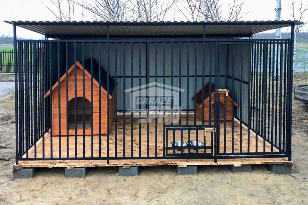 Kojec dla Psów 3x3m - ściany zabudowa blachą - Uchwyt na miski GP386 Gdynia - zdjęcie 2