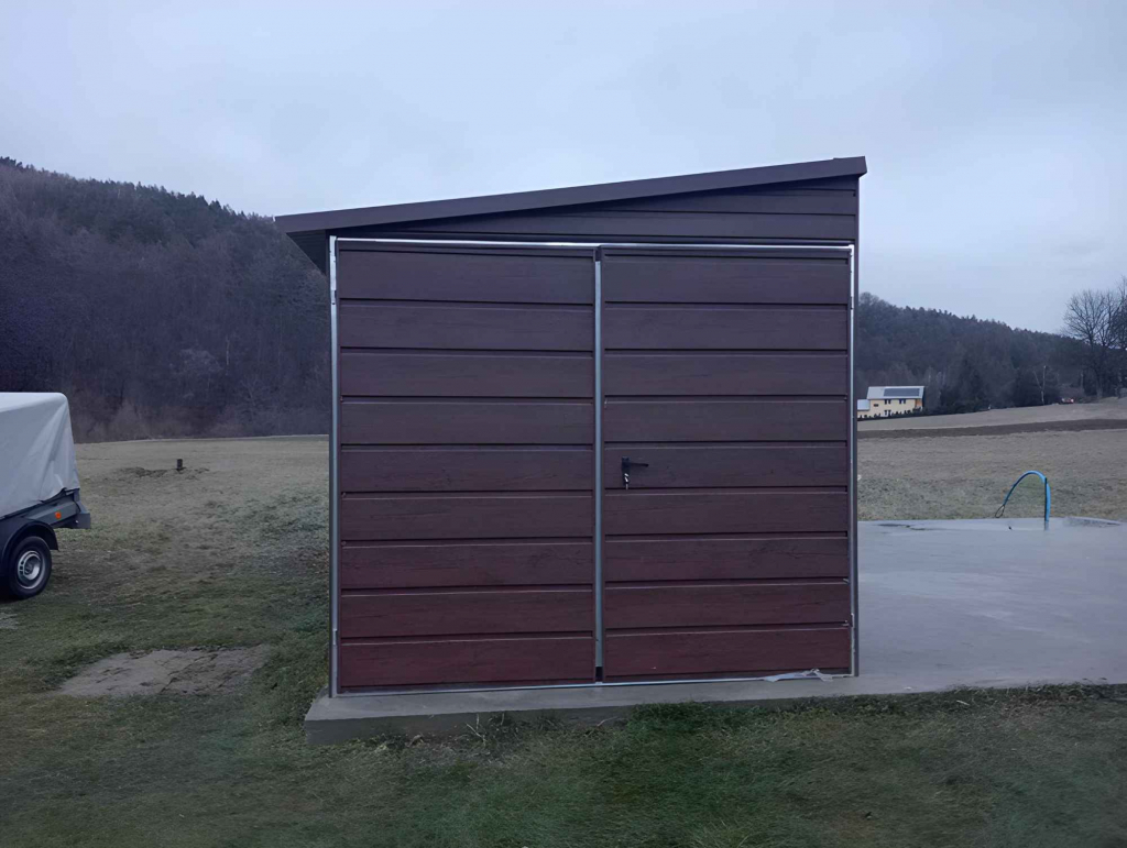 Garaż Blaszany 3x5 drewnopodobny spad na bok Bemowo - zdjęcie 4