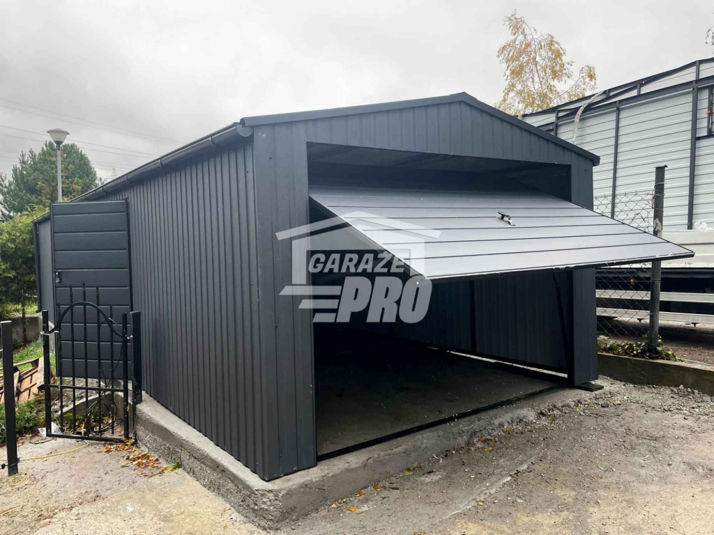 Garaż blaszany 3,5x7m Brama uchylna - drzwi - rynny Antracyt  GP234 Częstochowa - zdjęcie 2