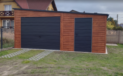 Garaż Blaszany spad na bok 6x7 drewnopodobny + ciemny grafit MAT Nisko - zdjęcie 2