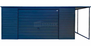 Garaż blaszany 5x6m - wiata 1m - brama - antracyt - dach ST194