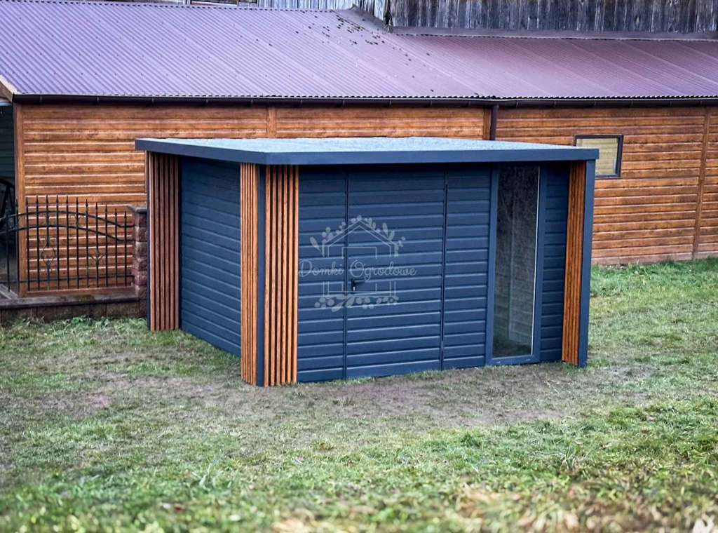 Domek ogrodowy PREMIUM 3x3m wiata   Dekor z lameli  Antracyt  ID905 Konin - zdjęcie 7