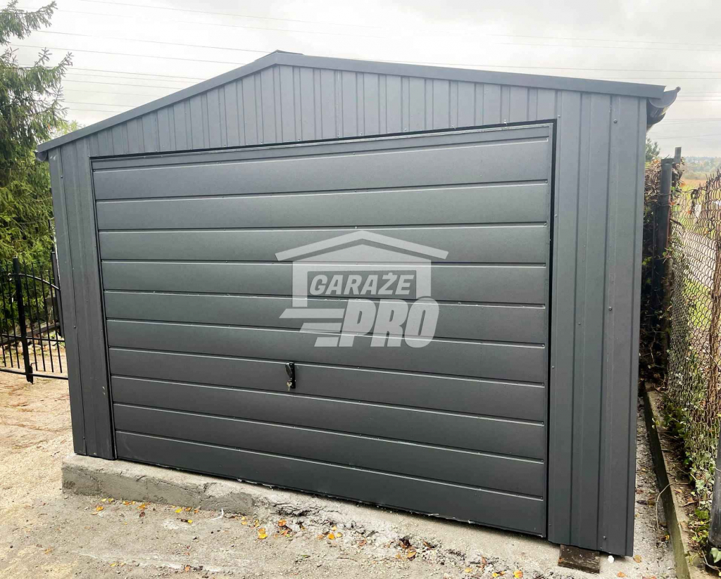 Garaż blaszany 3,5x7m Brama uchylna - drzwi - rynny Antracyt  GP234 Częstochowa - zdjęcie 3