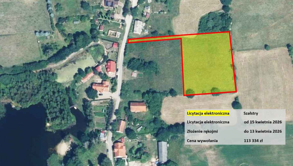Licytacja komornicza, media w zasięgu, pod Olsztynem Szałstry - zdjęcie 1