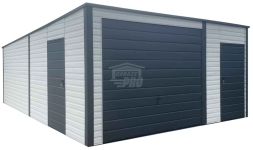 Garaż blaszany 5x6m - brama  uchylna - 2x drzwi  dach  GP679