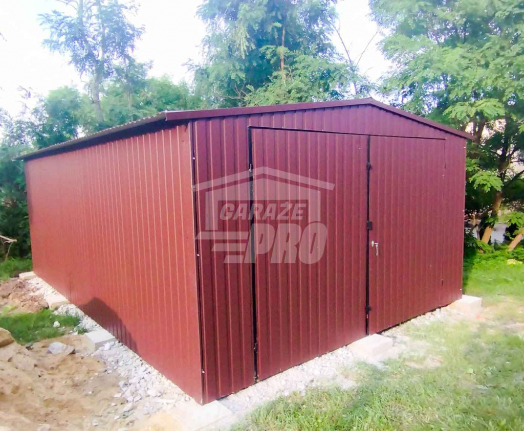 Garaż blaszany 4x7 Brama Brąz Dach dwuspadowy - wolnostojący GP206 Mrągowo - zdjęcie 3