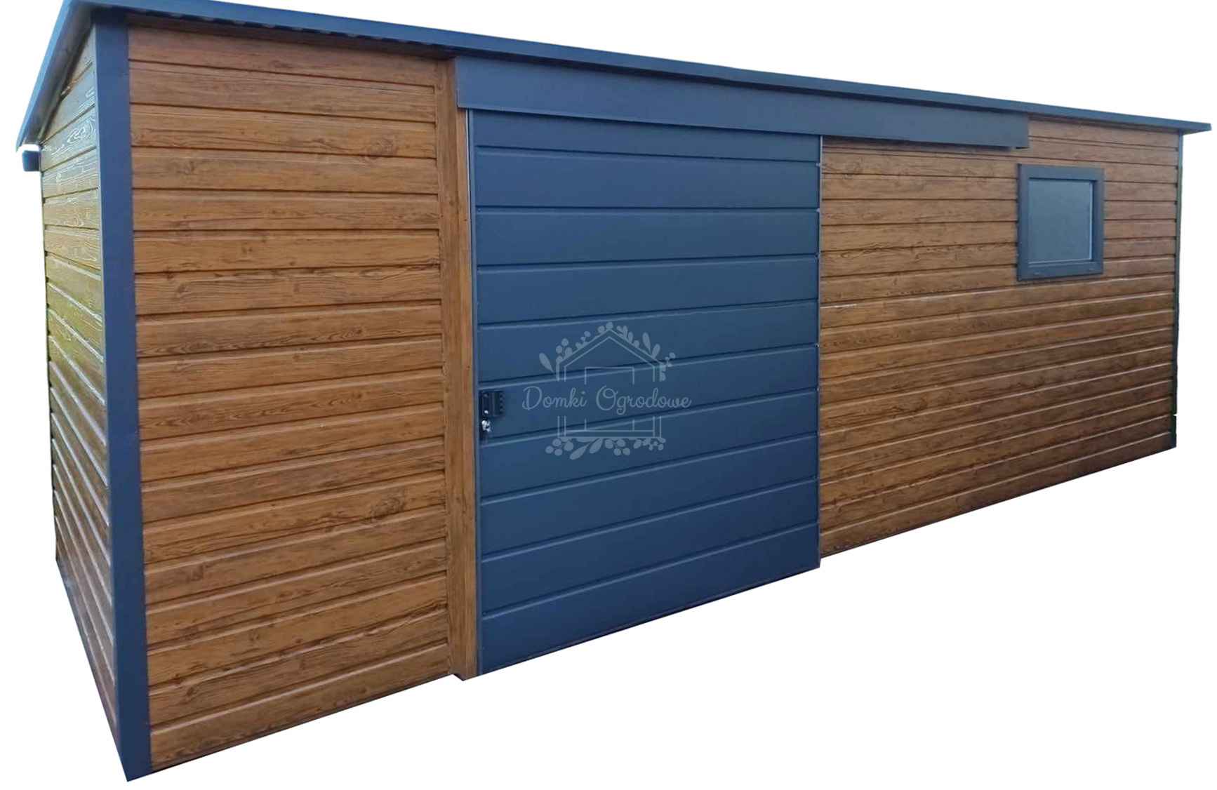 domek ogrodowy 5x2,5m - Drzwi przesuwne  drewnopodobny  antracyt ID763 Nowogard - zdjęcie 1