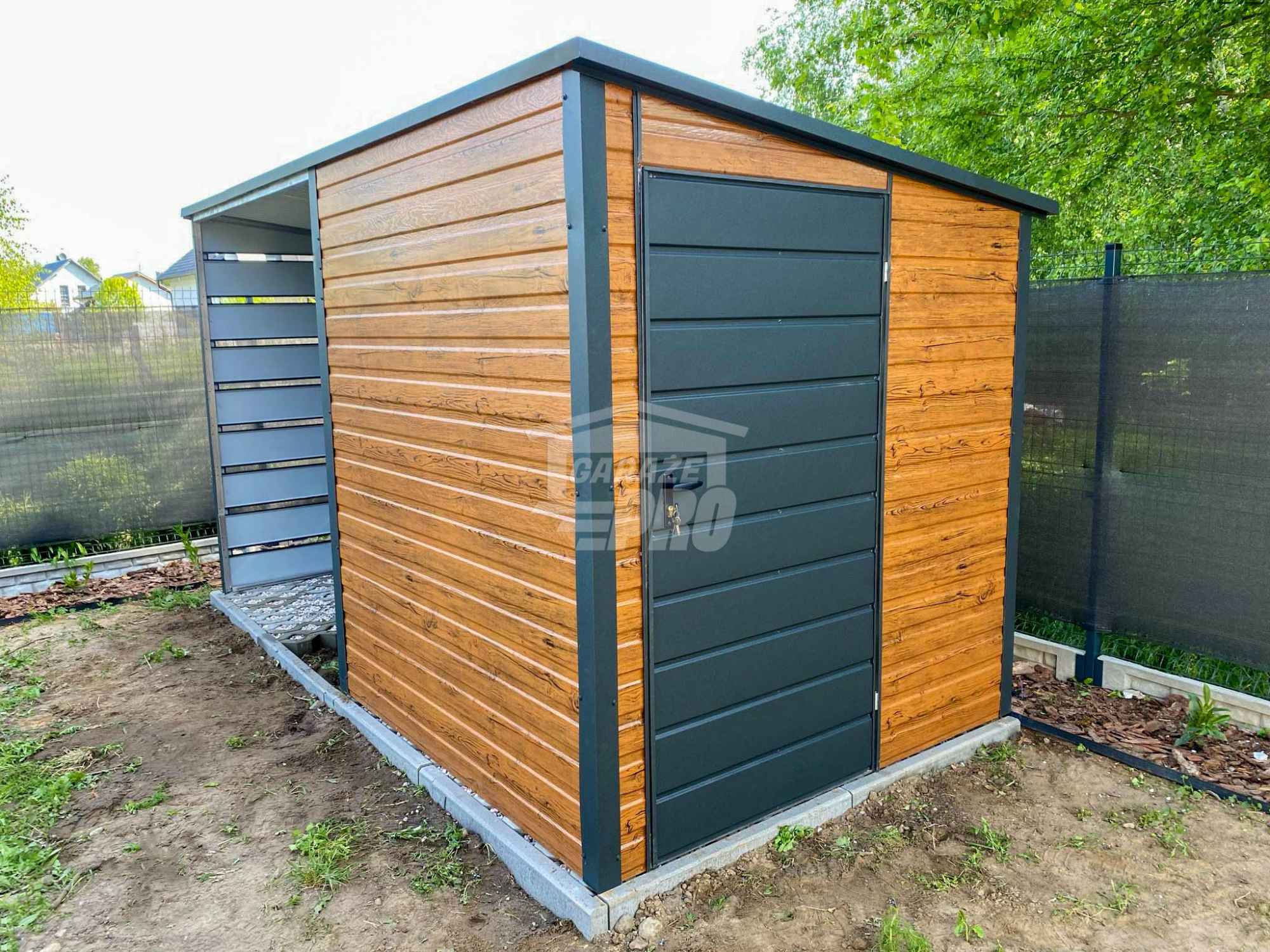 Schowek - Domek Ogrodowy 2x2m + wiata 2m  Drzwi dach spad w tył GP547 Białystok - zdjęcie 2