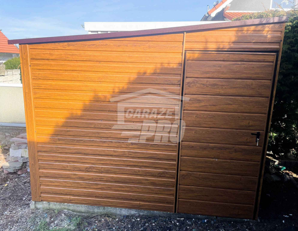 Domek Ogrodowy Schowek 3x2 Drzwi Jasny Orzech  Dach spad w lewo GP276 Dobre Miasto - zdjęcie 5