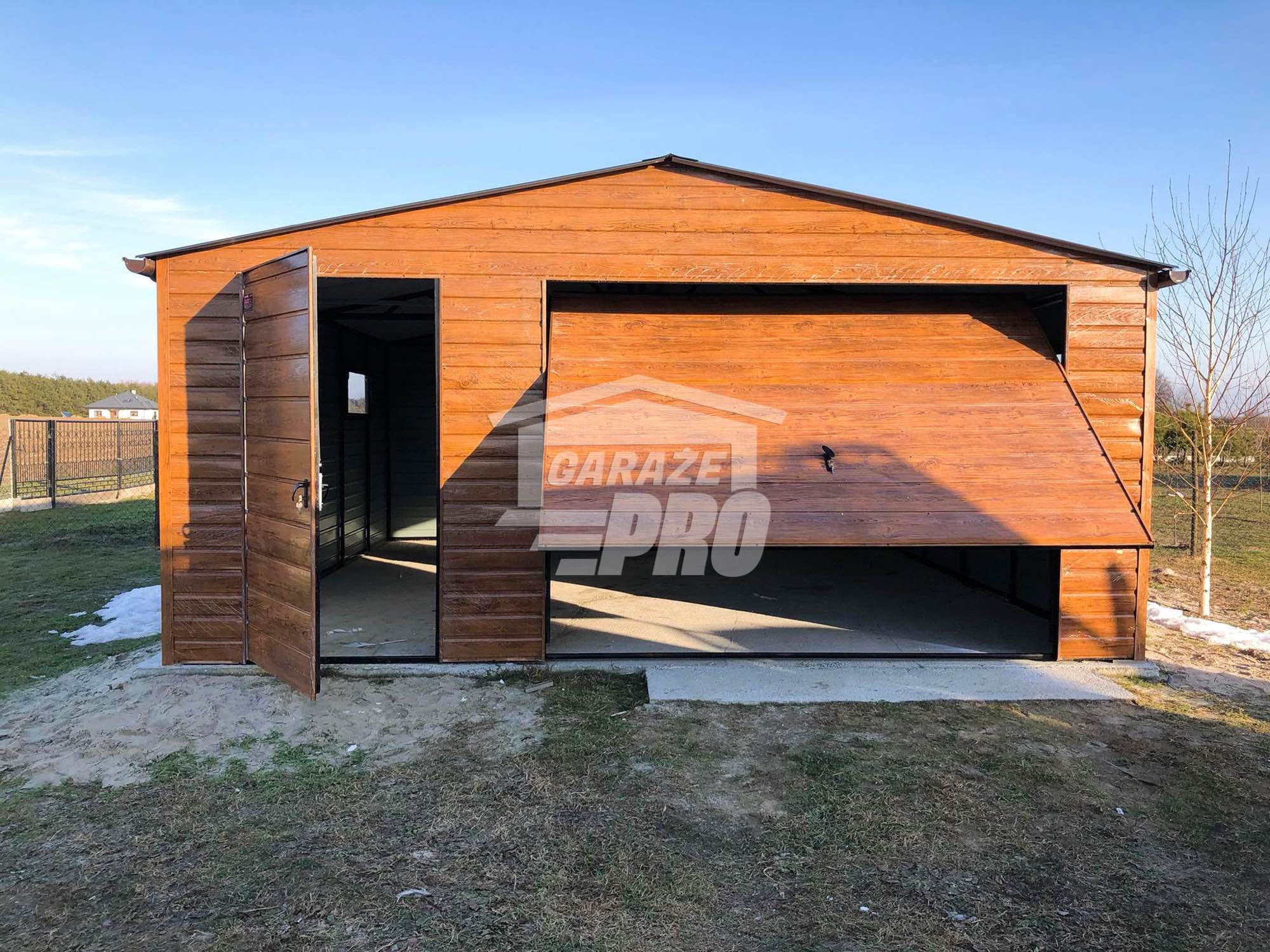 Garaż blaszany 5,5x6 Brama  drewnopodobny Dach dwuspadowy GP84 Szczecinek - zdjęcie 8