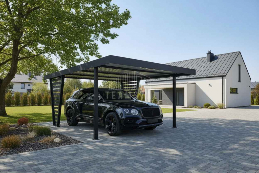 Carport V PREMIUM 4x4,7m Wypełnienie panelami Wiata samochodowa TS1260 Szczecinek - zdjęcie 3