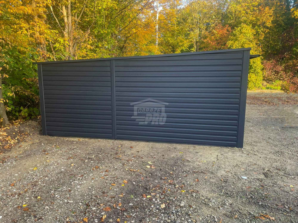 Garaż Blaszany 6x5m - 2x brama uchylna - antracyt - dach GP523 Zakopane - zdjęcie 2