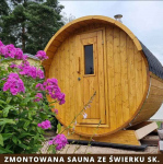 Sauna beczka 220 cm z ozdobnym daszkiem ze świerku skandynawskiego Słubice - zdjęcie 1