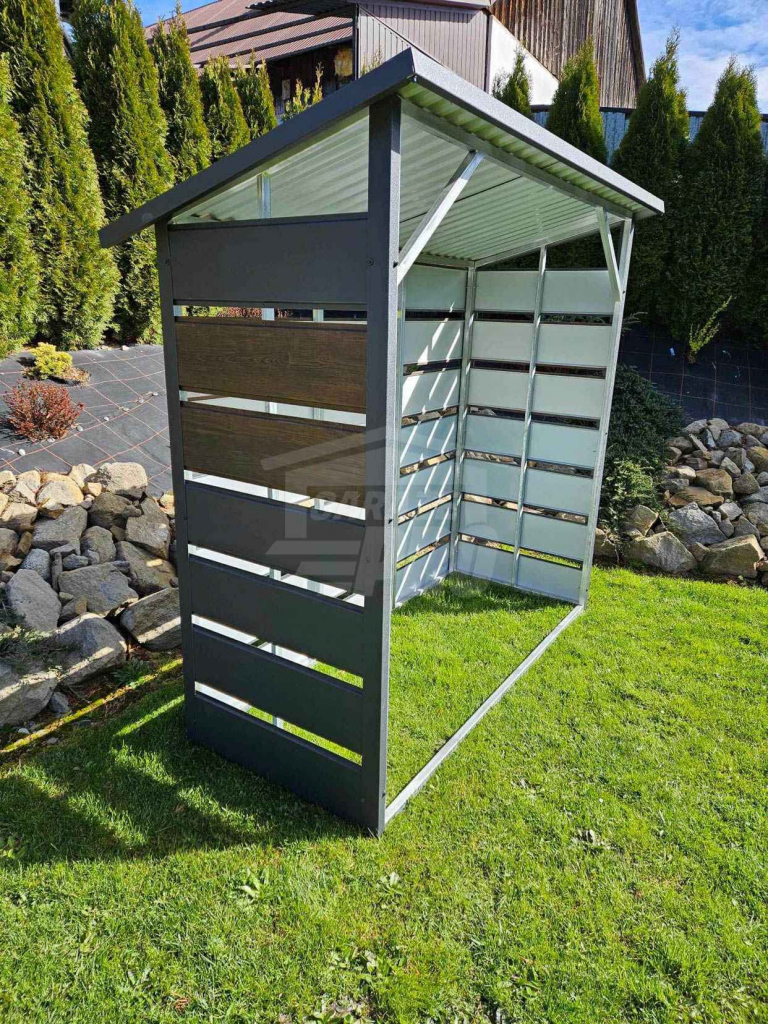 Wiata śmietnikowa - drewutnia - spad tył 2x0,8m ciemny orzech GP355 Gdynia - zdjęcie 5