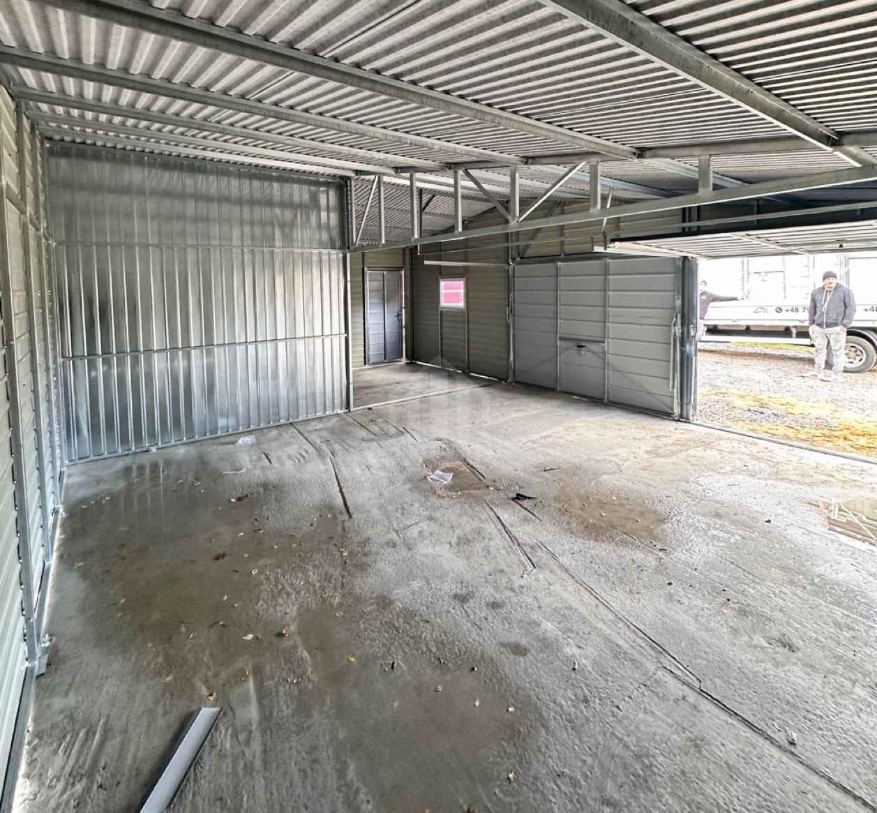 Garaż blaszany 9x6m + wiata 3x6m 2 x brama drzwi okno dach rynny SO176 Kętrzyn - zdjęcie 6