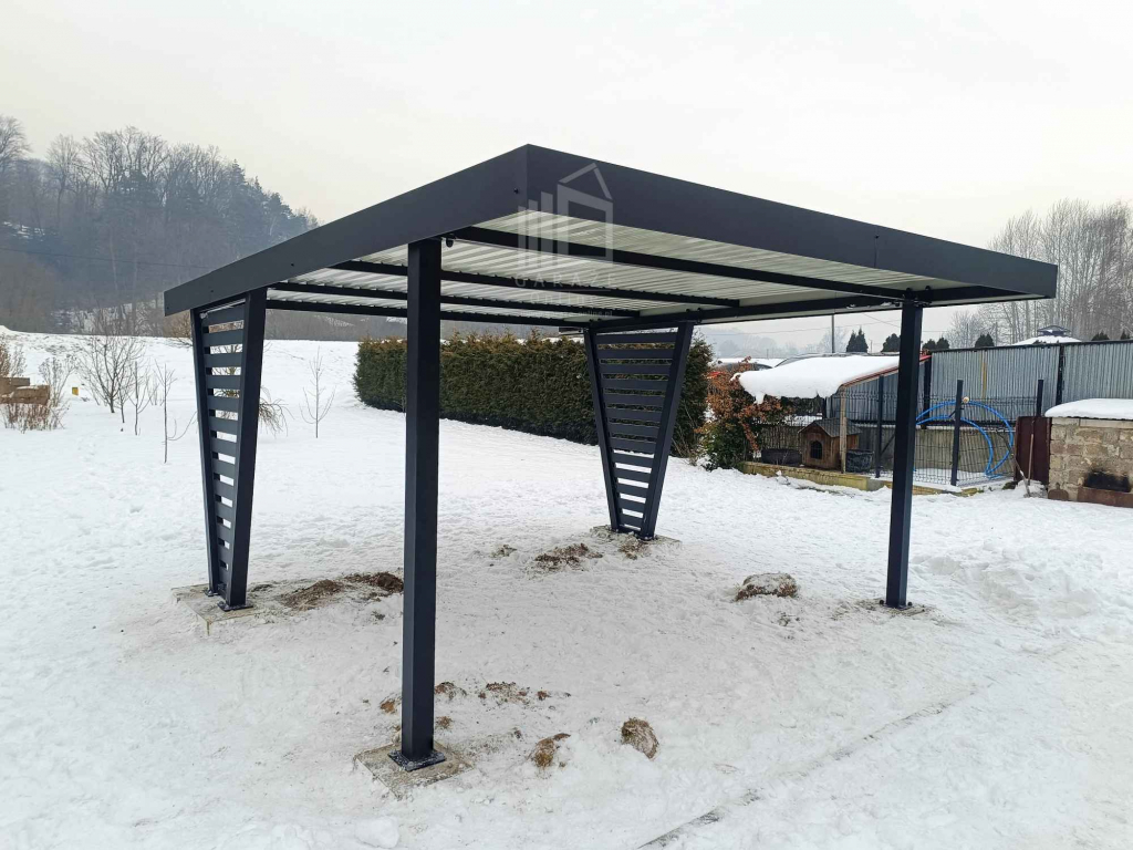 Carport V PREMIUM 4x5m - Wypełnienie panelami Wiata samochodowa ID1191 Toruń - zdjęcie 2