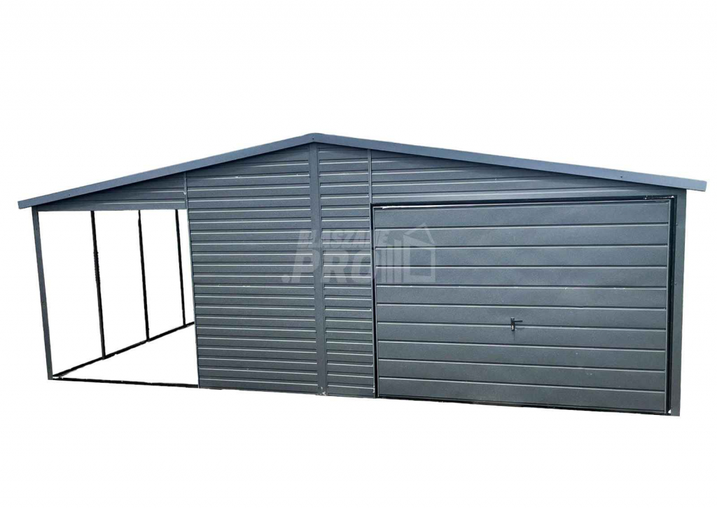 Garaż blaszany 5x6 wiata brama uchylna drzwi 2x okno Dach dwuspad GP91 Konin - zdjęcie 1