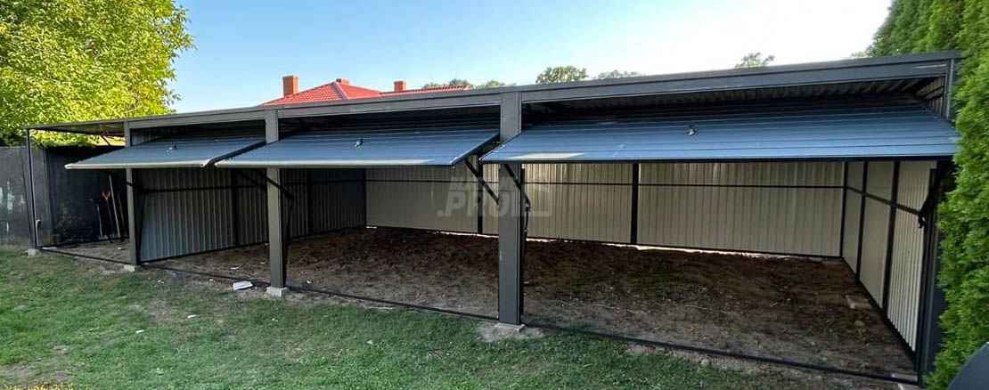 Garaż blaszany 9x5,5 + wiata 3x5,5 3x Brama uchylna spad w tył  GP218 Toruń - zdjęcie 4