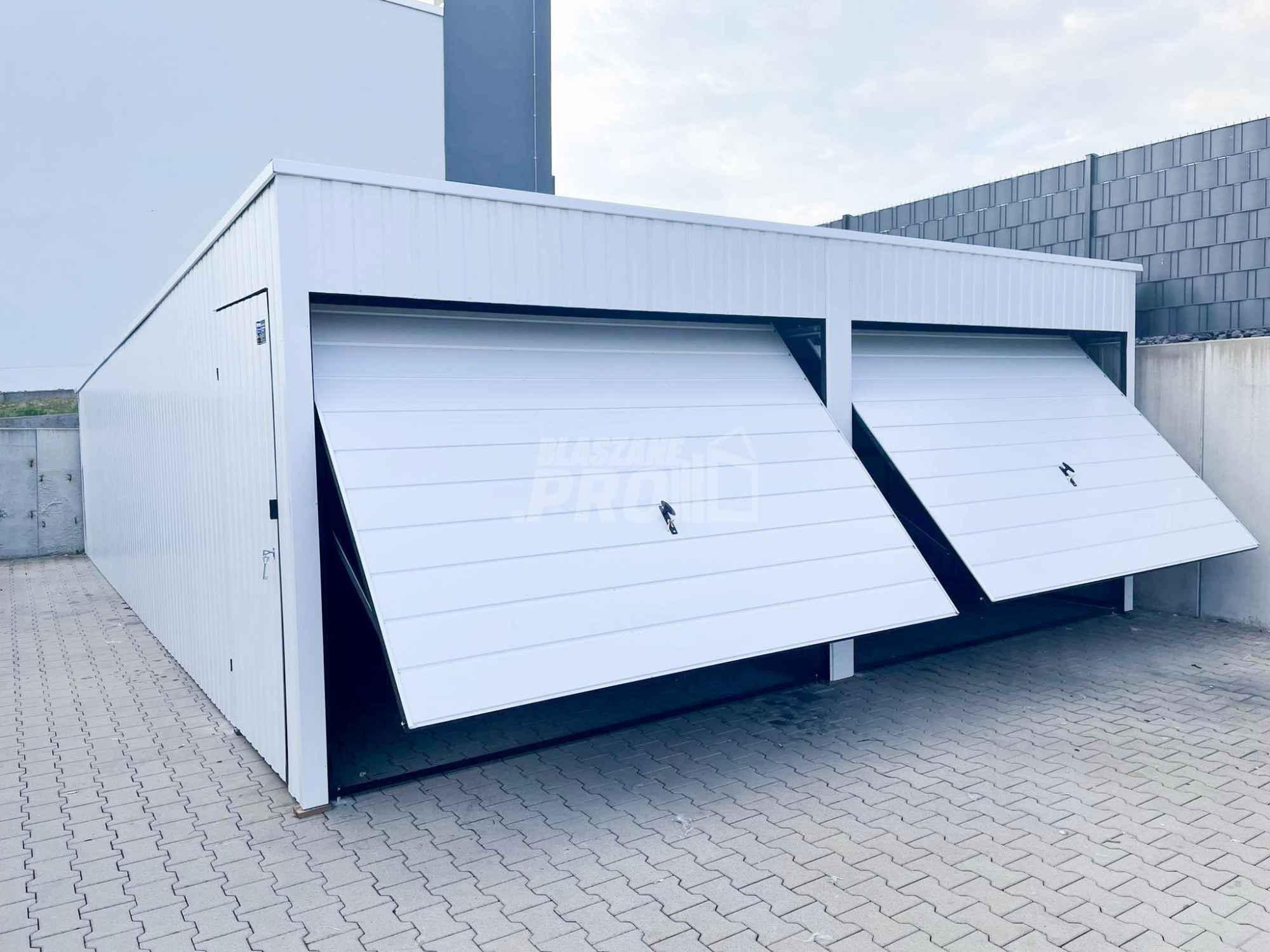 Garaż blaszany 6x7 Brama uchylna x2 + drzwi biały spad w tył GP140 Nowy Dwór Mazowiecki - zdjęcie 9