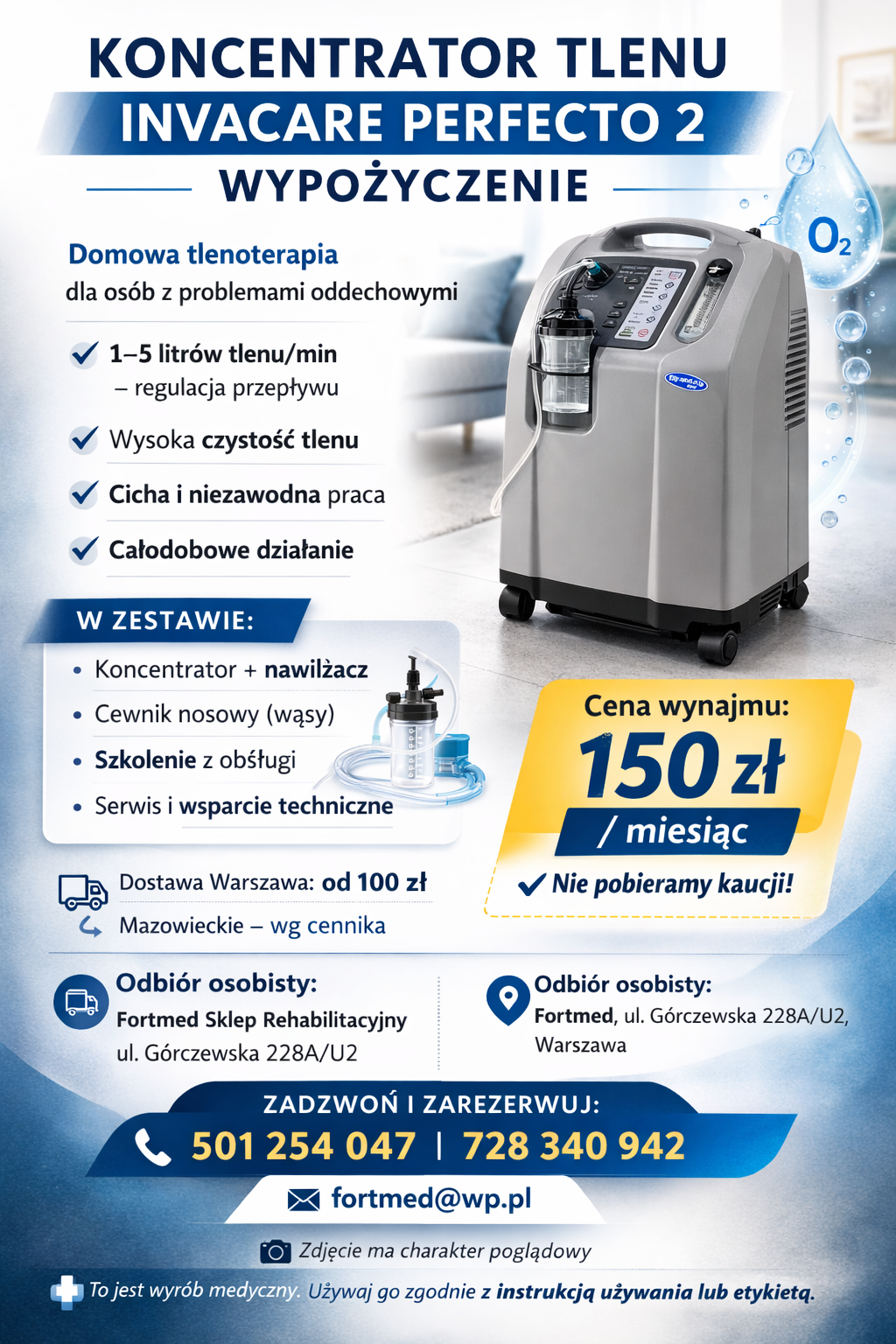 KONCENTRATOR TLENU INVACARE PERFECTO 2 – WYPOŻYCZENIE | Warszawa Bemowo - zdjęcie 1