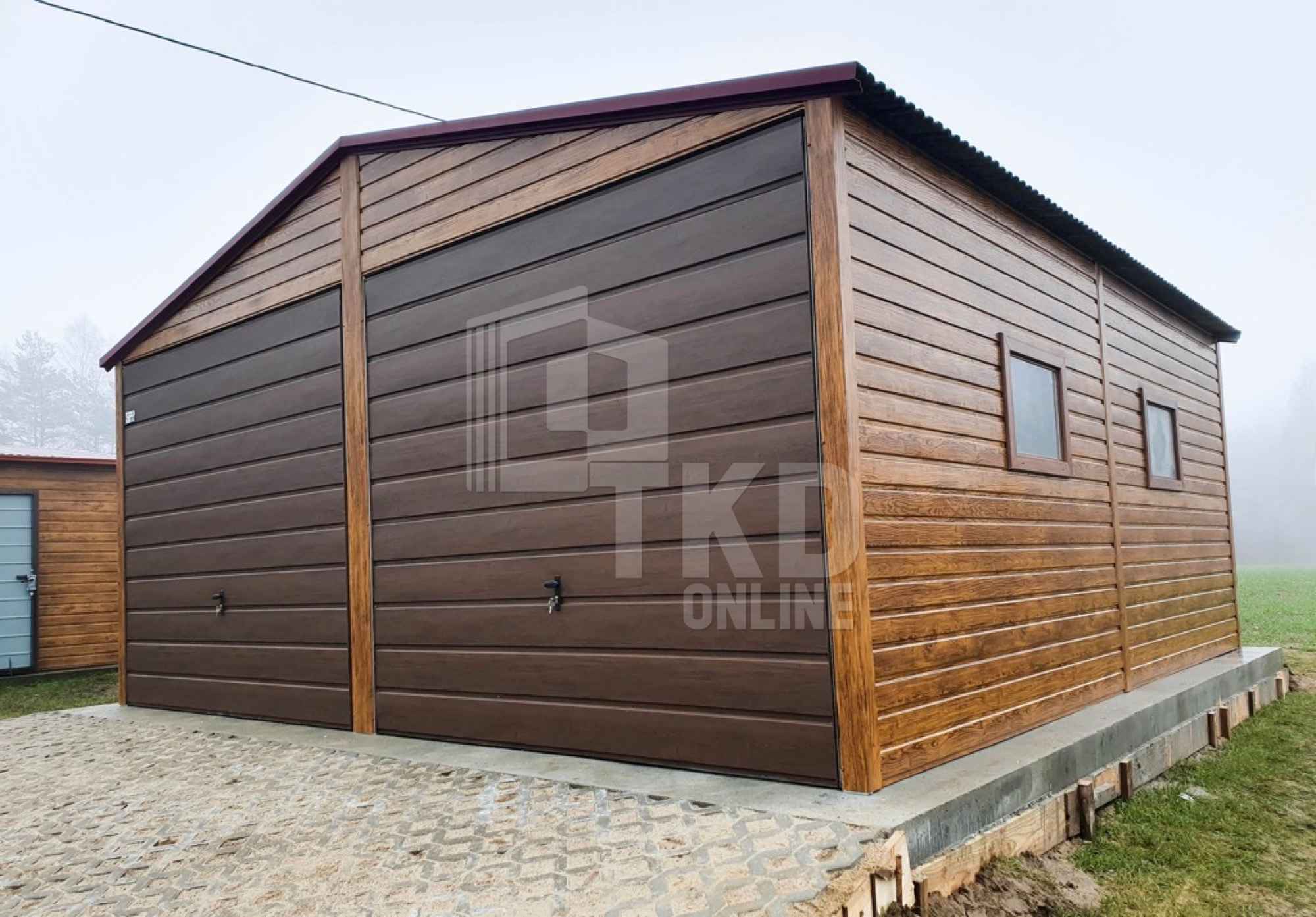 Garaż Blaszany 6x6  Brama uchylna drewnopodobny dach dwuspadowy TKD201 Grunwald - zdjęcie 6