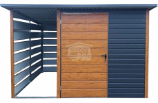 Schowek - domek ogrodowy 2x2m + wiata 1m - Drzwi - okno  dach  GP516