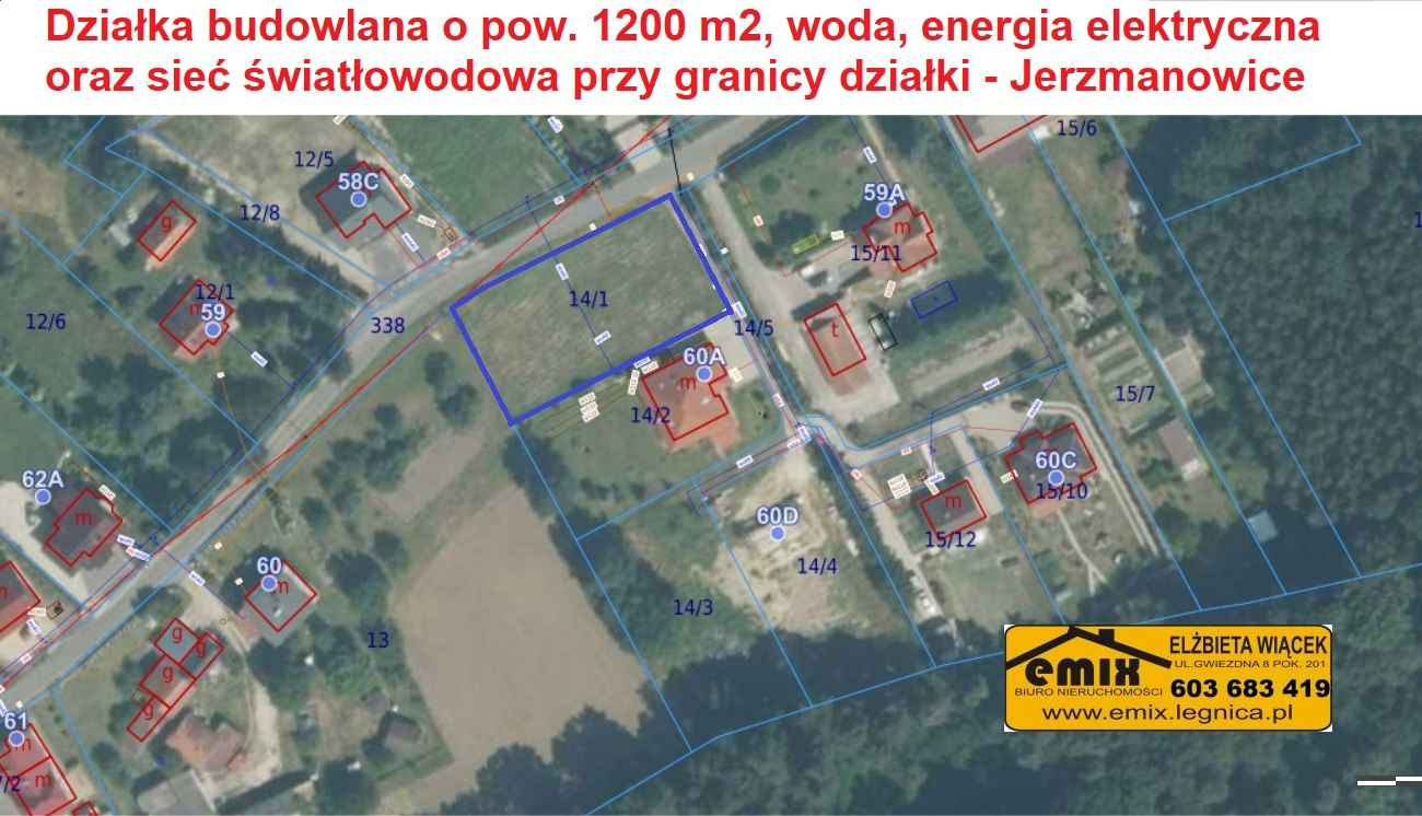Działka budowlana 1200m2, płaska, uzbrojenie, Jerzmanowice k. Chojnowa Chojnów - zdjęcie 1