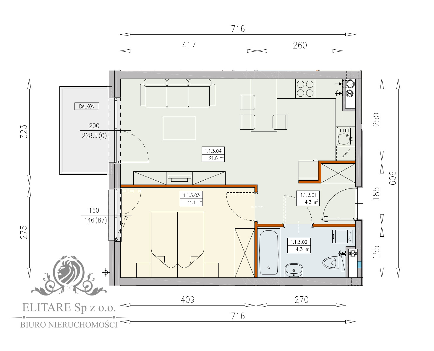 Mieszkanie nowe 2pok, 41,30m2 balkon / Krzyki, Księże Wielkie, Wrocław Wrocław - zdjęcie 4