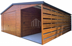 Garaż blaszany 4x6m + wiata 2m - brama - drzwi - okno - rynny SO119