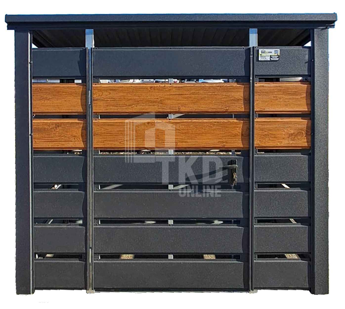 Wiata śmietnikowa 1,5x0,7m Antracyt + jasny orzech - spad w tył TKD394 Łęczyca - zdjęcie 1