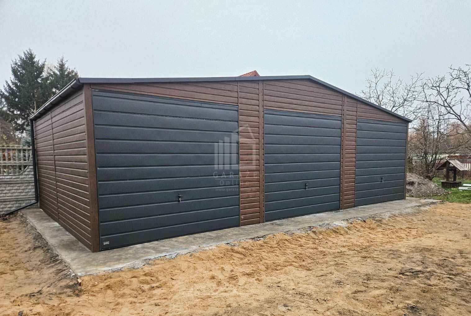 Garaż blaszany 10,5x6m 3x Brama uchylna drzwi rynny dwuspad ID791 Łęczyca - zdjęcie 8