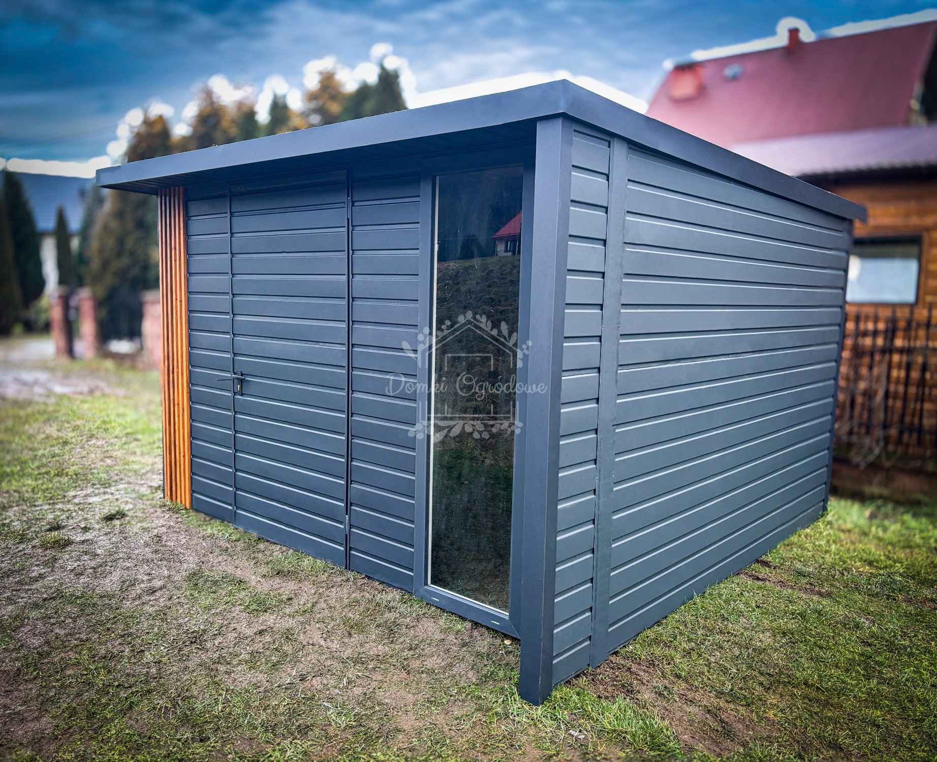 Domek ogrodowy PREMIUM 3x3m wiata   Dekor z lameli  Antracyt  ID905 Konin - zdjęcie 3