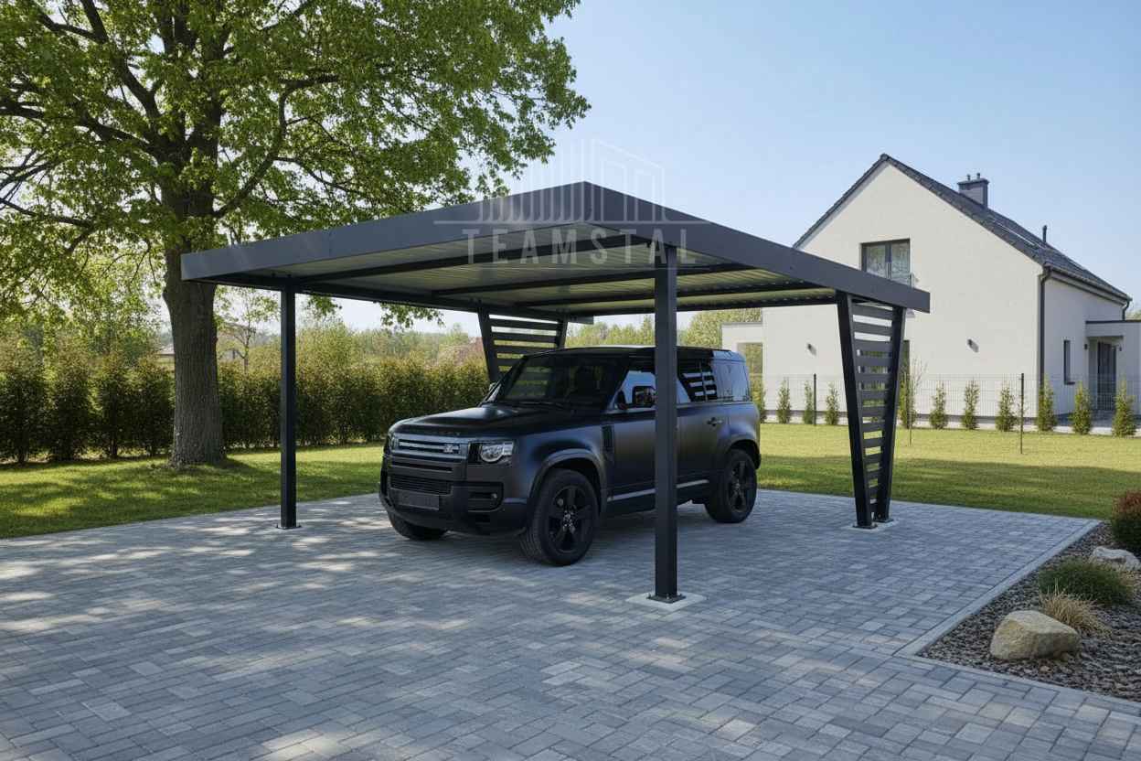 Carport V PREMIUM 4,5x5m Wypełnienie panelami Wiata samochodowa TS1256 Niepołomice - zdjęcie 2