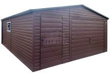 Garaż blaszany 6x6 m - brama uchylna - drzwi okno  dach rynny TS1319