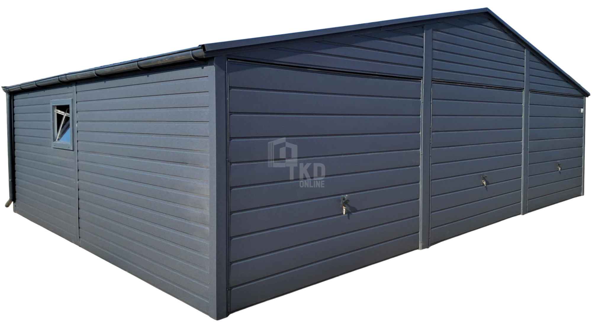 Garaż blaszany 9x6m 3x Brama uchylna okno rynny dach dwuspadowy TKD254 Szczecin - zdjęcie 1