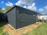 Schowek – Domek ogrodowy 4×5 m + wiata 2×5 m  antracyt ID1272 Turek - zdjęcie 3
