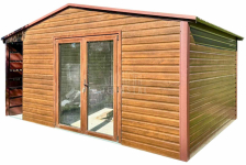 Schowek domek ogrodowy 5,5x4m wiata 0,5m drzwi szklane PCV dach TS1205