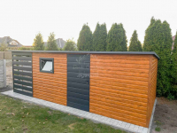 Domek ogrodowy 5x3,5m + wiata 1,5m  orzech antracyt  spad w tył ID783 Kościerzyna - zdjęcie 2