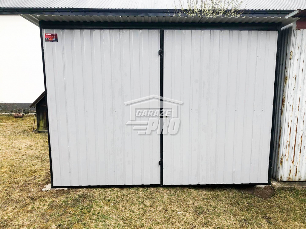 Garaż blaszany 3x5 Brama dwuskrzydłowa Biały  Dach spad w tył GP102 Toruń - zdjęcie 4