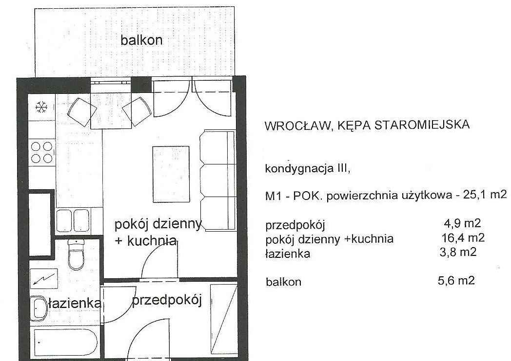 1pok, 25met, Okolice Tęczowej BALKON/GARAŻ/WINDA (Wrocław) Stare Miasto - zdjęcie 8