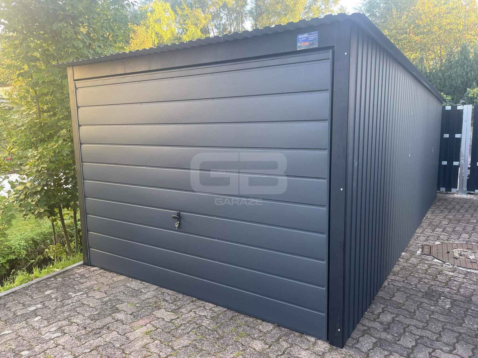 Garaż blaszany 3x7 brama uchylna - okno PCV - antracyt Dach GB160 Białogard - zdjęcie 5