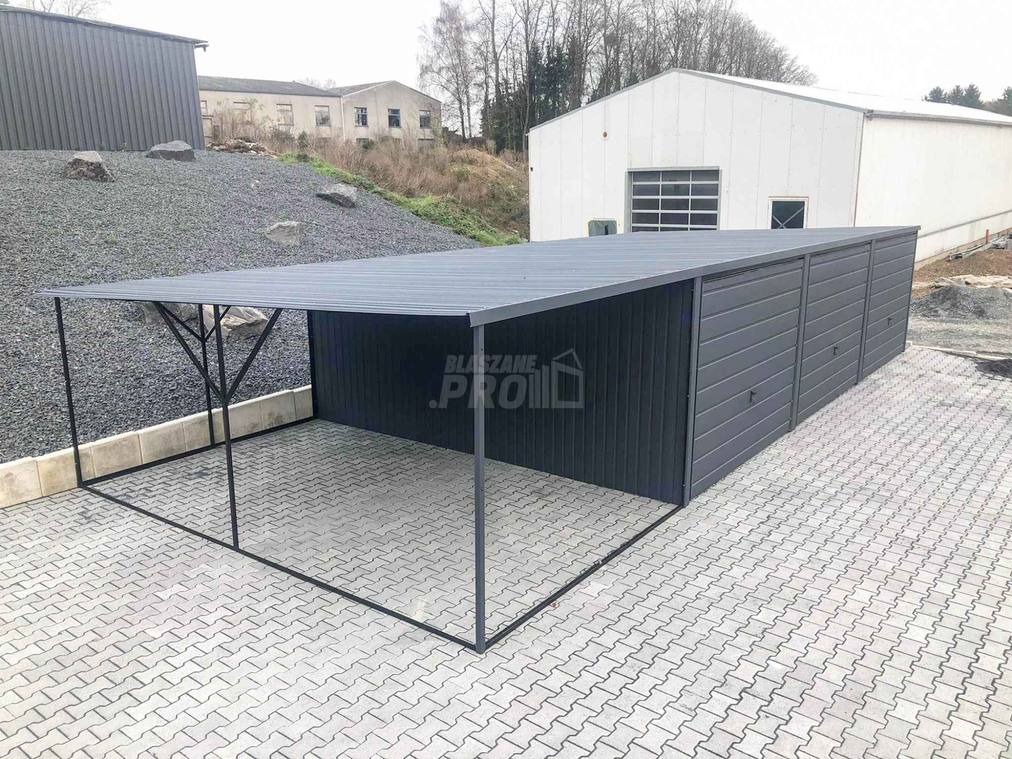 Garaż blaszany 9x6 + wiata 3x6 3x Brama uchylna spad w tył  GP162 Nowy Sącz - zdjęcie 11