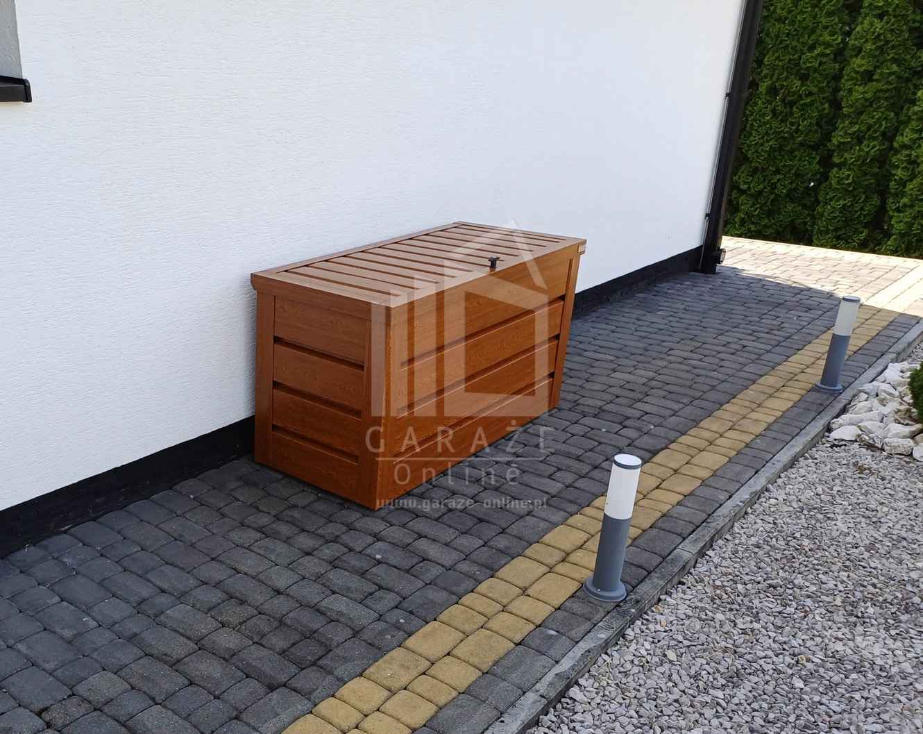 Skrzynia ogrodowa metalowa kufer 150x60x70cm  złoty dąb ID525 Radom - zdjęcie 9
