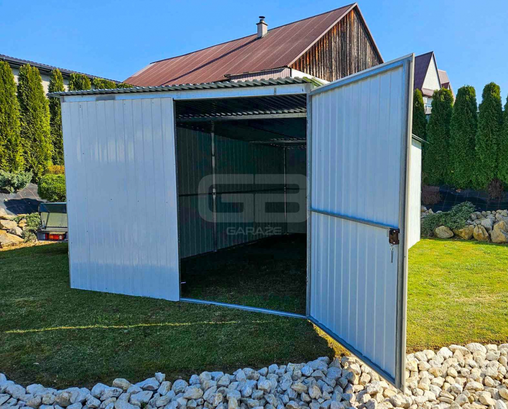 Garaż blaszany 3x5 wolnostojący  - brama dwuskrzdłowa - biały GB143 Szczecinek - zdjęcie 3
