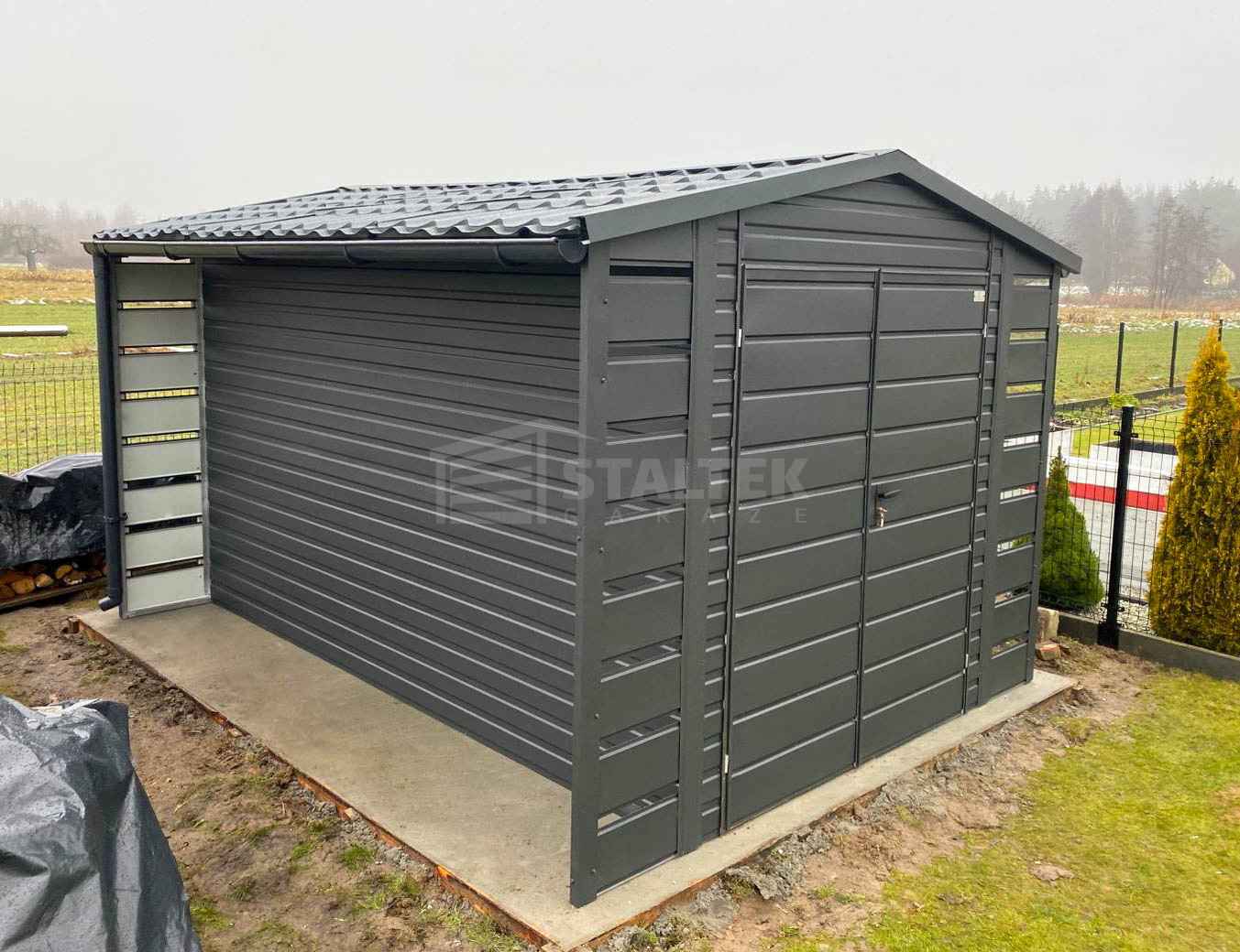 Domek ogrodowy 2x3m 2x wiata 0,5x3m brama blachodach rynny ST226 Lubartów - zdjęcie 4