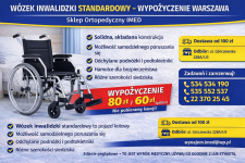 Wózek inwalidzki standardowy  wynajem Warszawa Sklep Ortopedyczny IMED