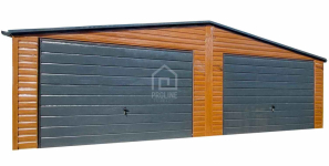 Garaż Blaszany 8x5 - 2x Brama Uchylna Okno Drzwi dach Dwuspadow PLG108